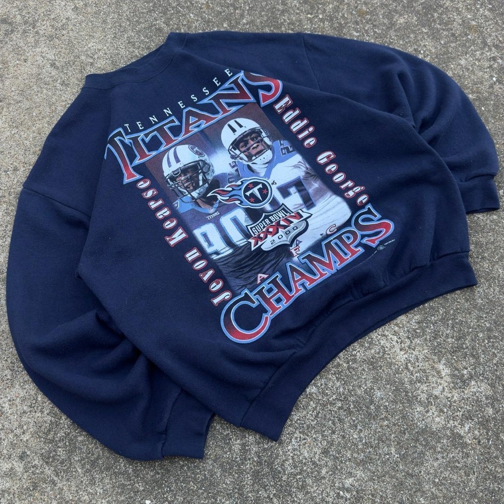 Vintage 2000s Tultex Tennessee Titans NFL Graphic Sweatshirt Navy Large (D4)